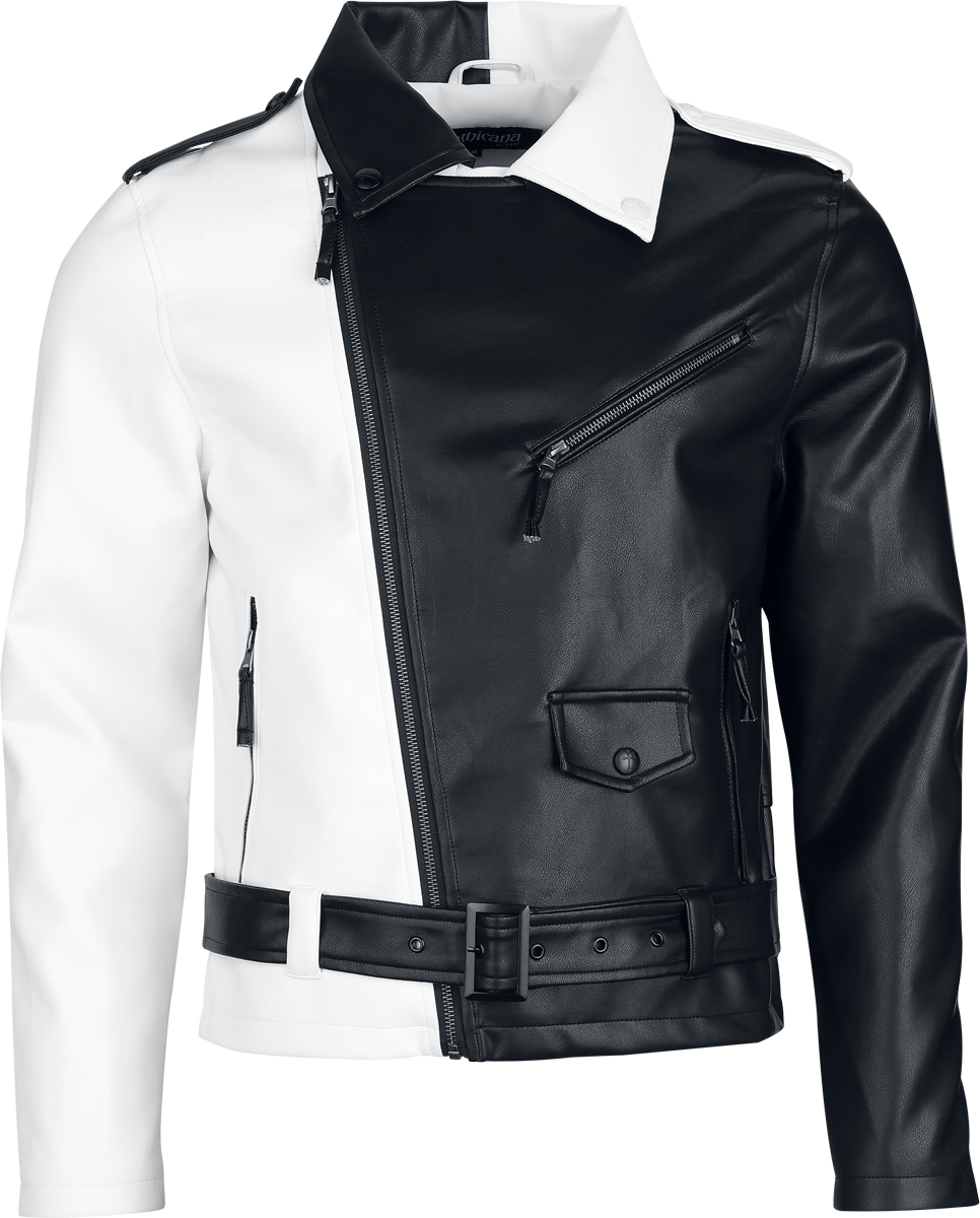 Gothicana by EMP Jacket in black and white Imitation Leather Jacket black white - Image 3