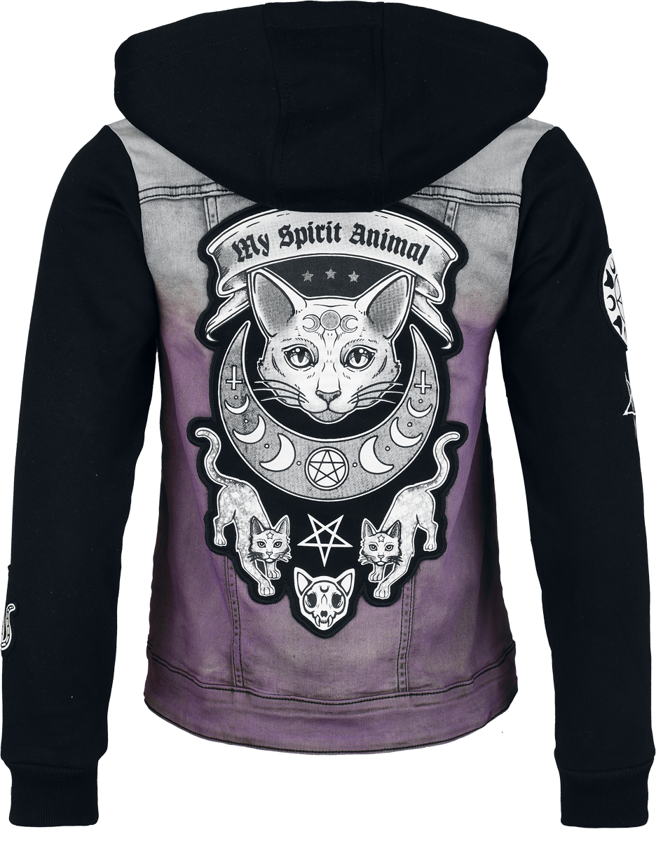 Gothicana by EMP Jacket with cat patches Jeans Jacket black lilac - Image 3