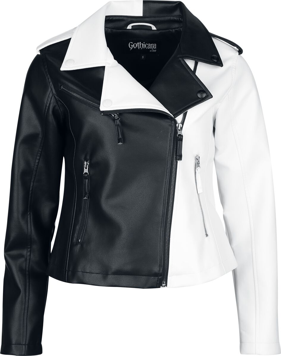 Gothicana by EMP Jacket in black and white Imitation Leather Jacket black white - Image 2