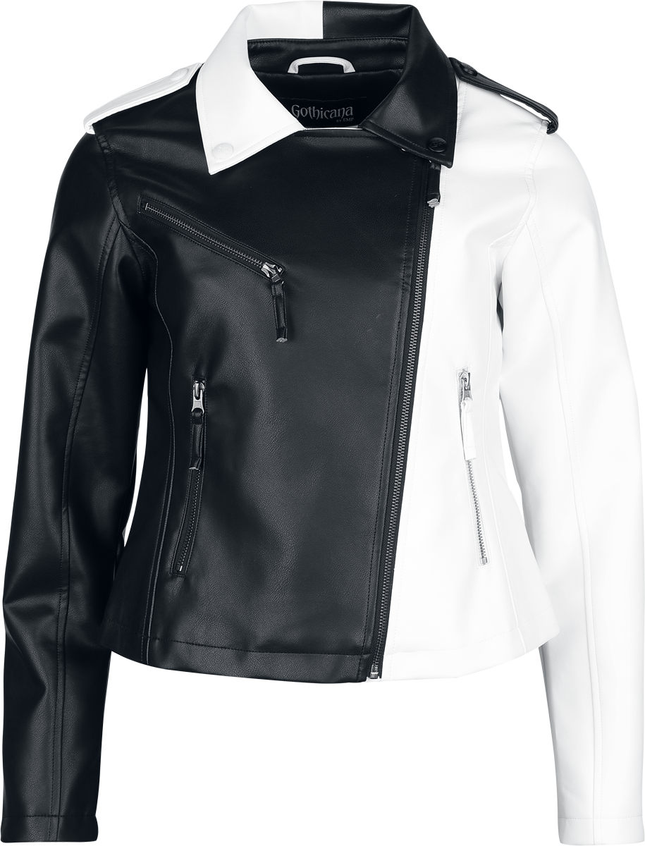 Gothicana by EMP Jacket in black and white Imitation Leather Jacket black white - Image 3