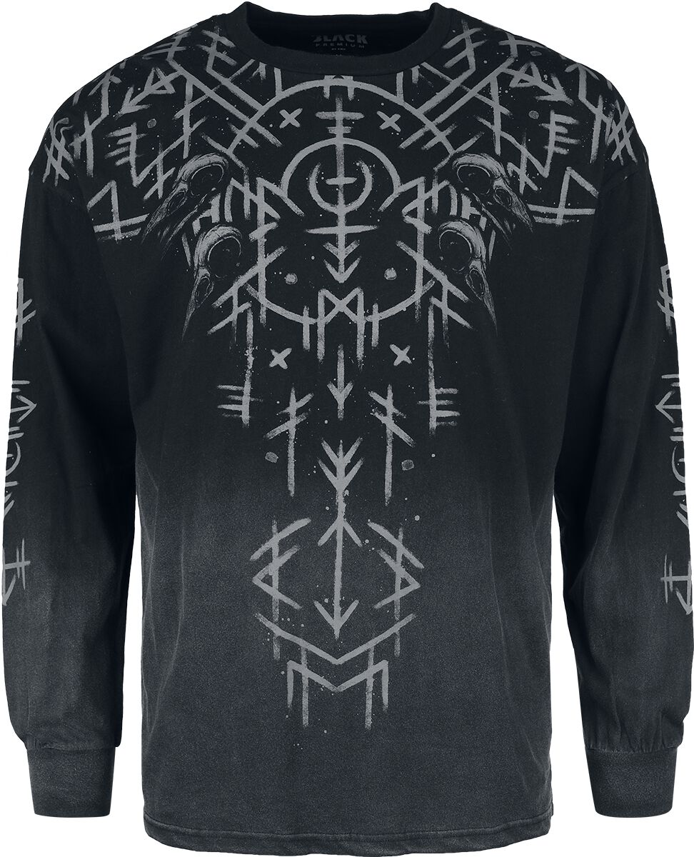 Black Premium by EMP Long sleeve with runes print Long-sleeve Shirt black grey - Image 2