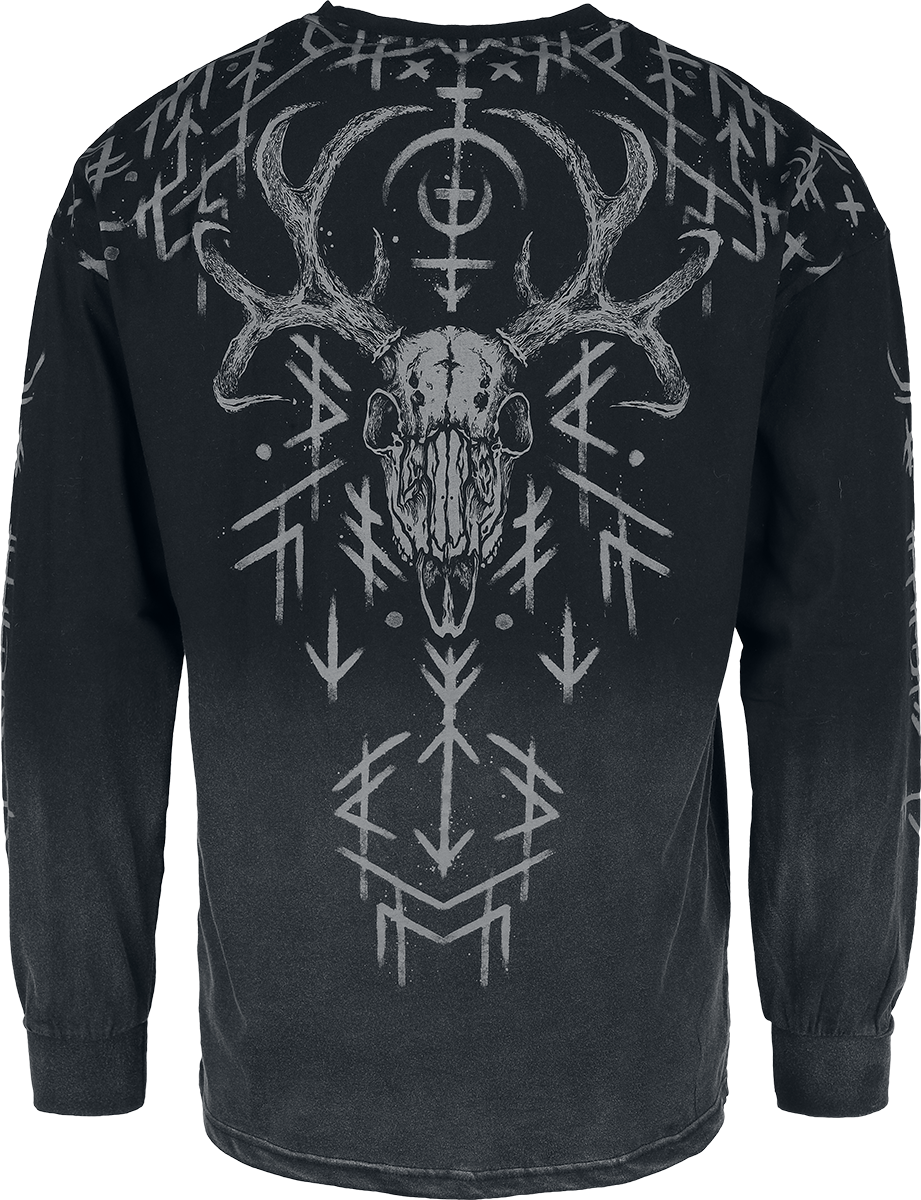 Black Premium by EMP Long sleeve with runes print Long-sleeve Shirt black grey - Image 3