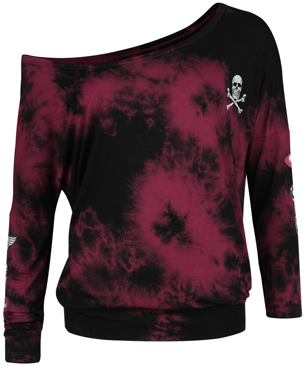 Rock Rebel by EMP Tie Dye Longsleeved Shirt Long-sleeve Shirt black dark red - Image 2