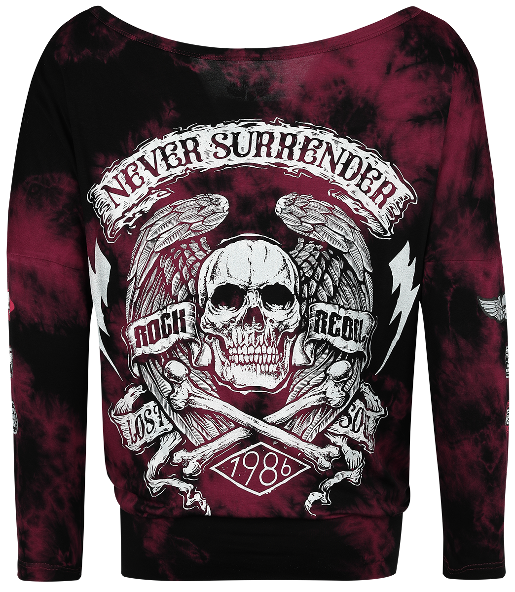 Rock Rebel by EMP Tie Dye Longsleeved Shirt Long-sleeve Shirt black dark red - Image 3