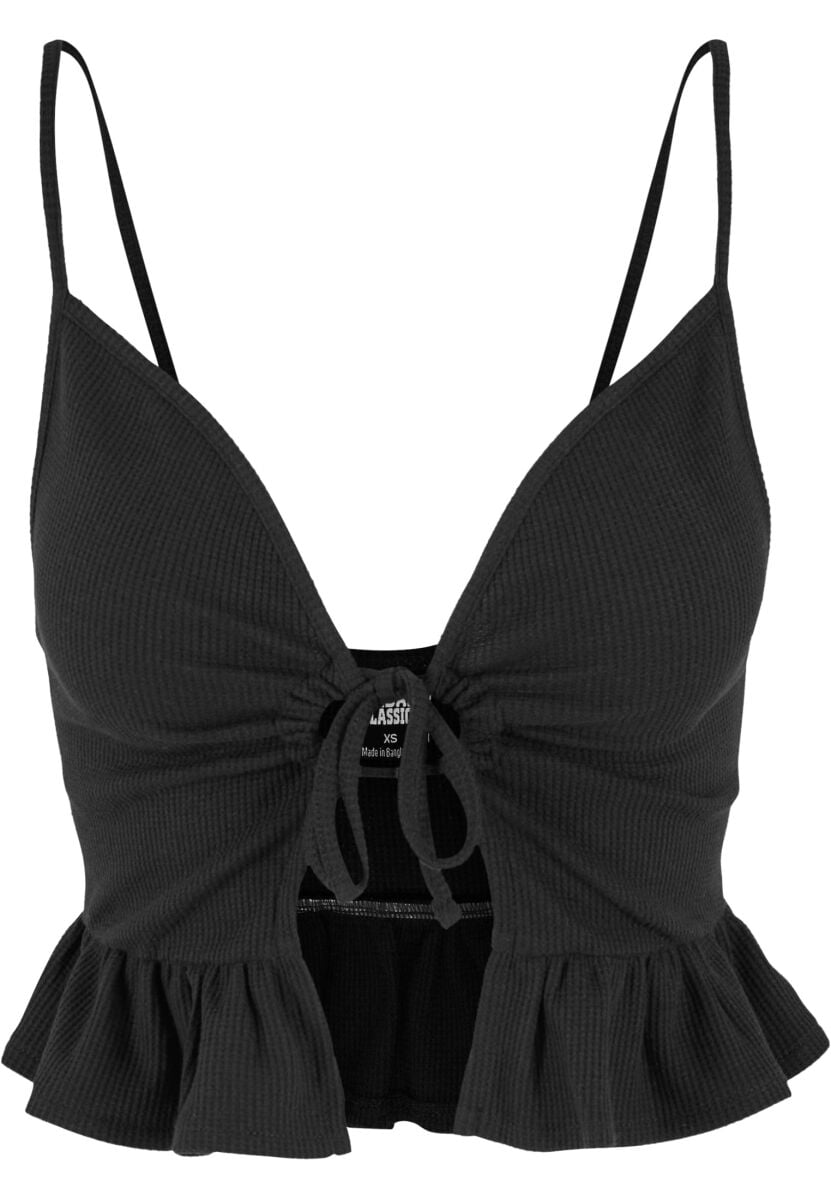 Urban Classics Ladies Waffle Pique Ruffle Top Top black - Image 2