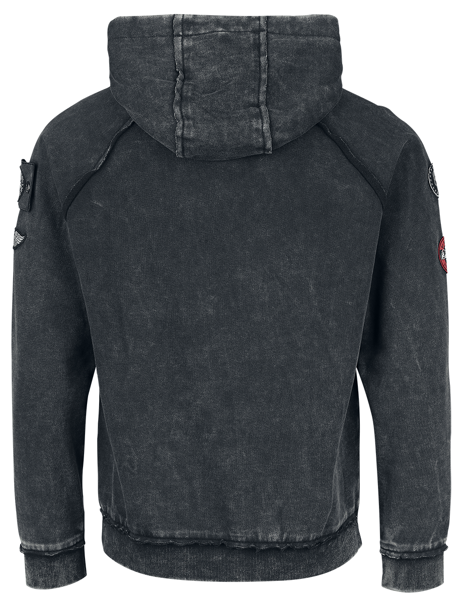 Rock Rebel by EMP Used Look Hoodie With Large Frontprint Hoodie dark grey - Image 3