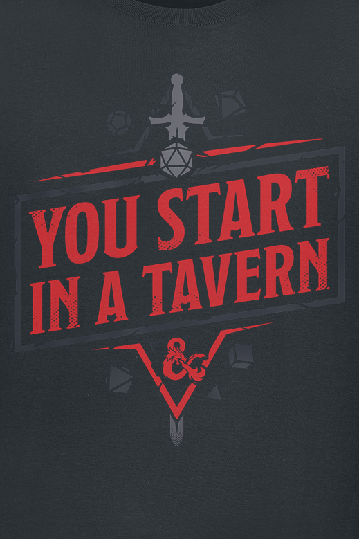 Dungeons and Dragons You Start In A Tavern T-Shirt black - Image 3
