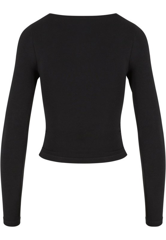 Urban Classics Ladies Ruffled Super Slim Shirt Long-sleeve Shirt black - Image 3