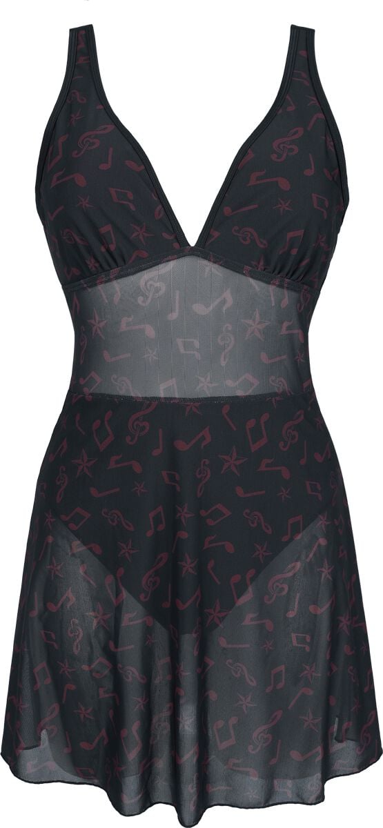 Full Volume by EMP Bathing Suit with Mesh Dress Swimsuit black dark red - Image 2