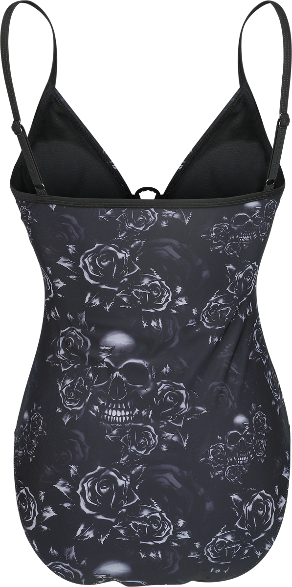 Black Premium by EMP Swimsuit with roses and lace details Swimsuit black - Image 3