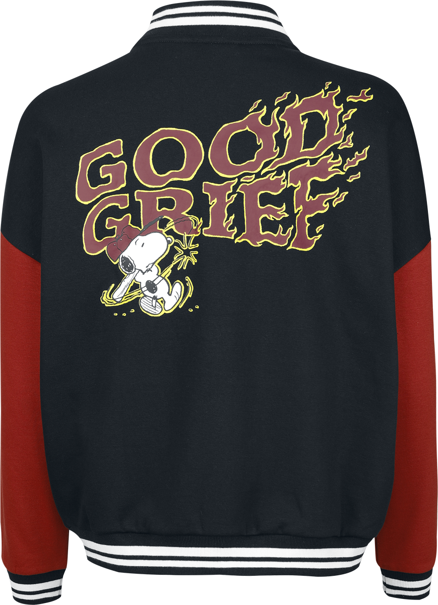 Peanuts Good Grief Varsity Jacket black red - Image 3