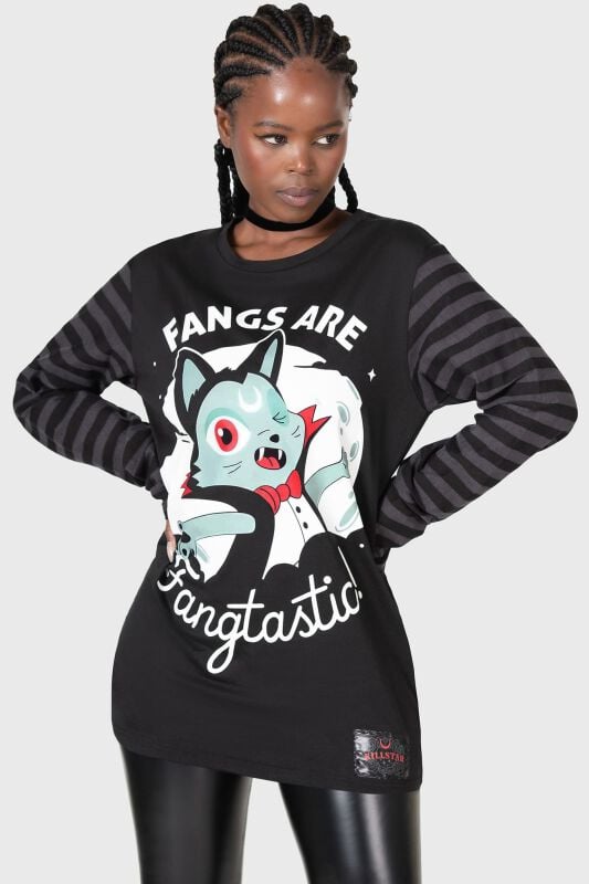 THE VAMPURR by KILLSTAR Fangtasy Striped Longsleeved Shirt Long-sleeve Shirt black grey - Image 2