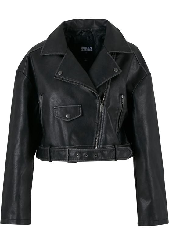 Urban Classics Ladies' Vintage Leather Jacket Imitation Leather Jacket black - Image 2