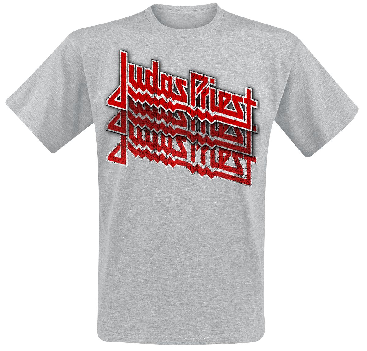 Judas Priest Logo Fading Repeat T-Shirt mottled grey - Image 2