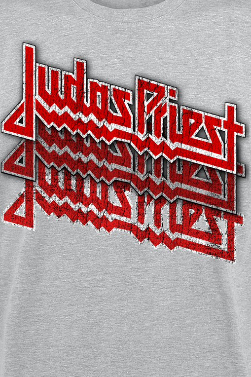 Judas Priest Logo Fading Repeat T-Shirt mottled grey - Image 3