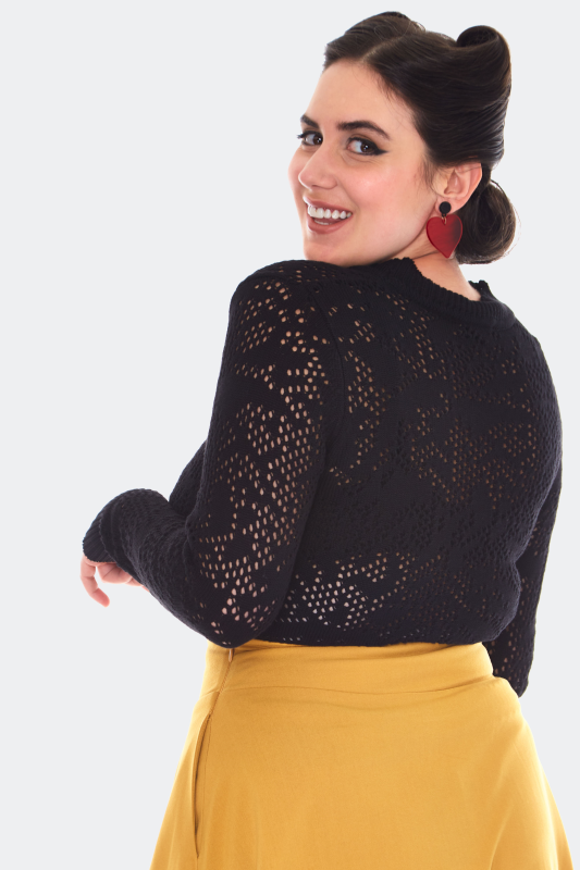 Voodoo Vixen Lace Knit Mock Neck Sweater Knit jumper black - Image 3