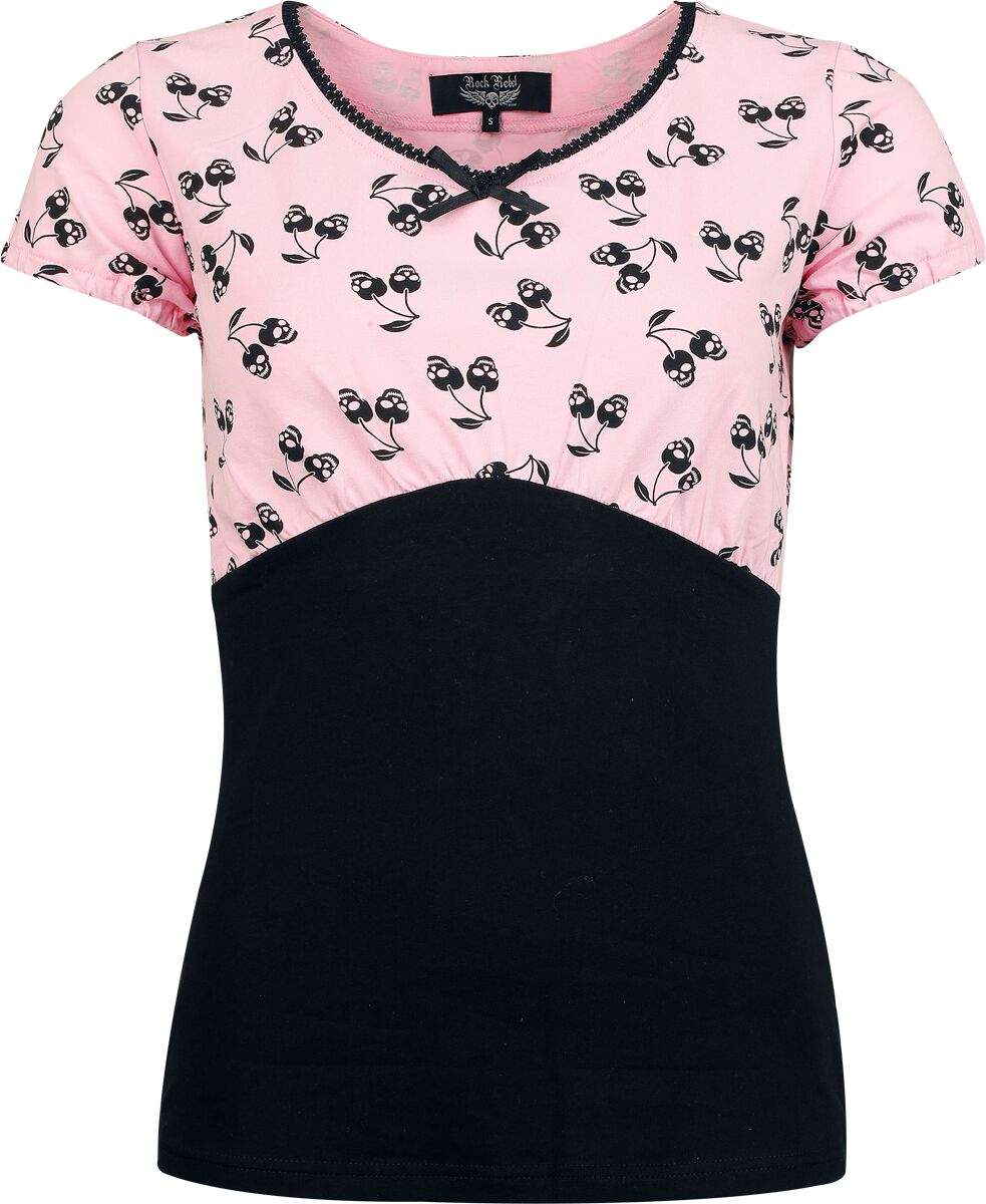 Rock Rebel by EMP T-Shirt with Skull Print T-Shirt black pink - Image 2