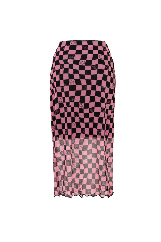 Hell Bunny Hell Bunny x Smiley Originals Distortion Skirt Maxi Skirt black pink - Image 3