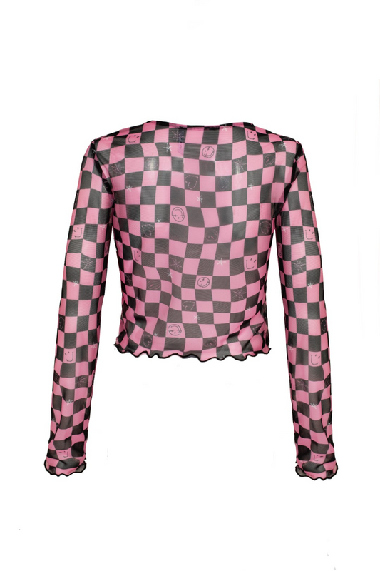 Hell Bunny Hell Bunny x Smiley Originals Distortion Top Long-sleeve Shirt black pink - Image 3