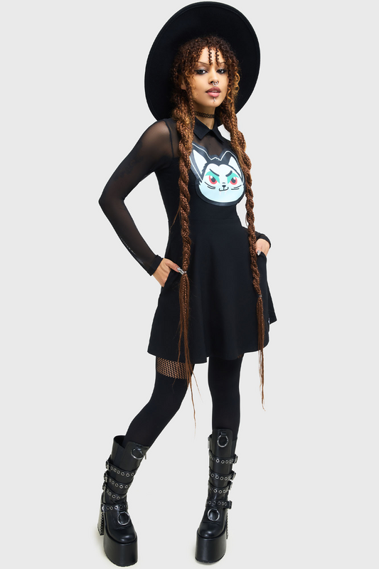 THE VAMPURR by KILLSTAR Feeling Fangtastic Skater Dress Mini Dress black - Image 3