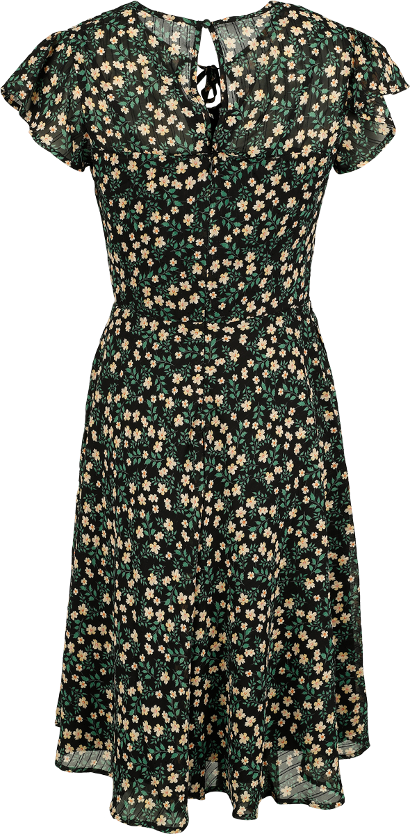 Voodoo Vixen Floral Flutter Sleeve Flare Dress Midi Dress multicolour - Image 3