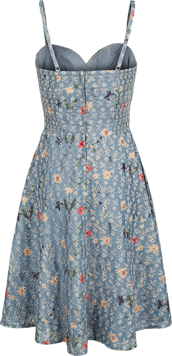 Voodoo Vixen Summer Flowers Emb Flare Dress Midi Dress blue - Image 3