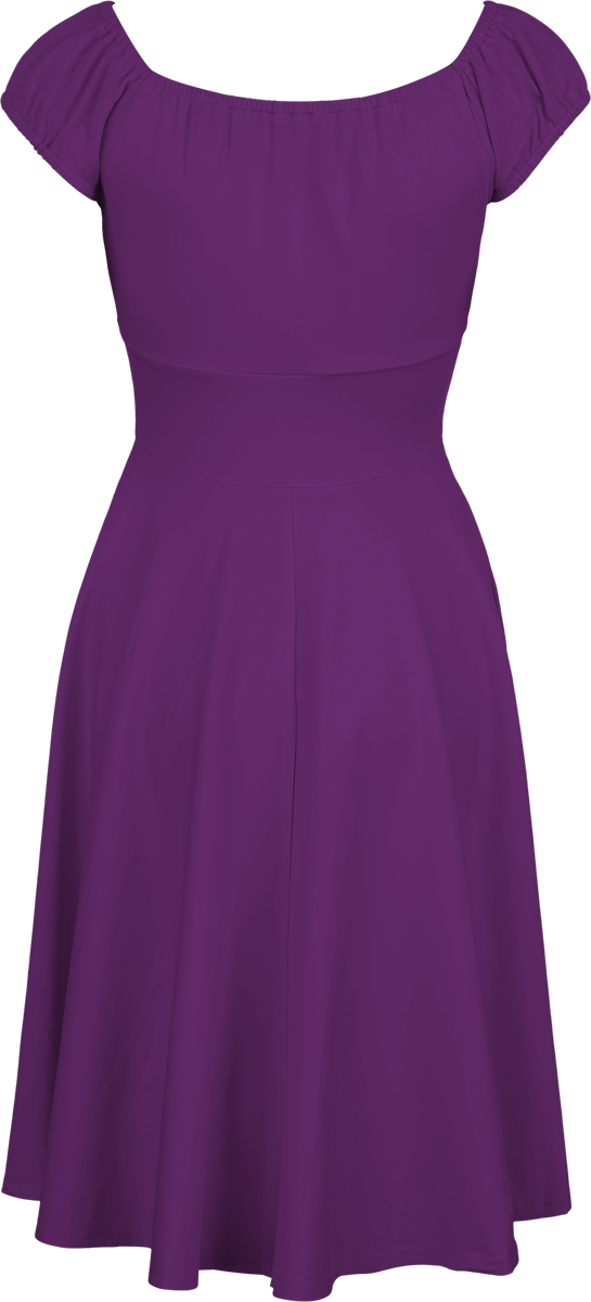 Voodoo Vixen Gathered Neckline Flare Dress Midi Dress lilac - Image 3