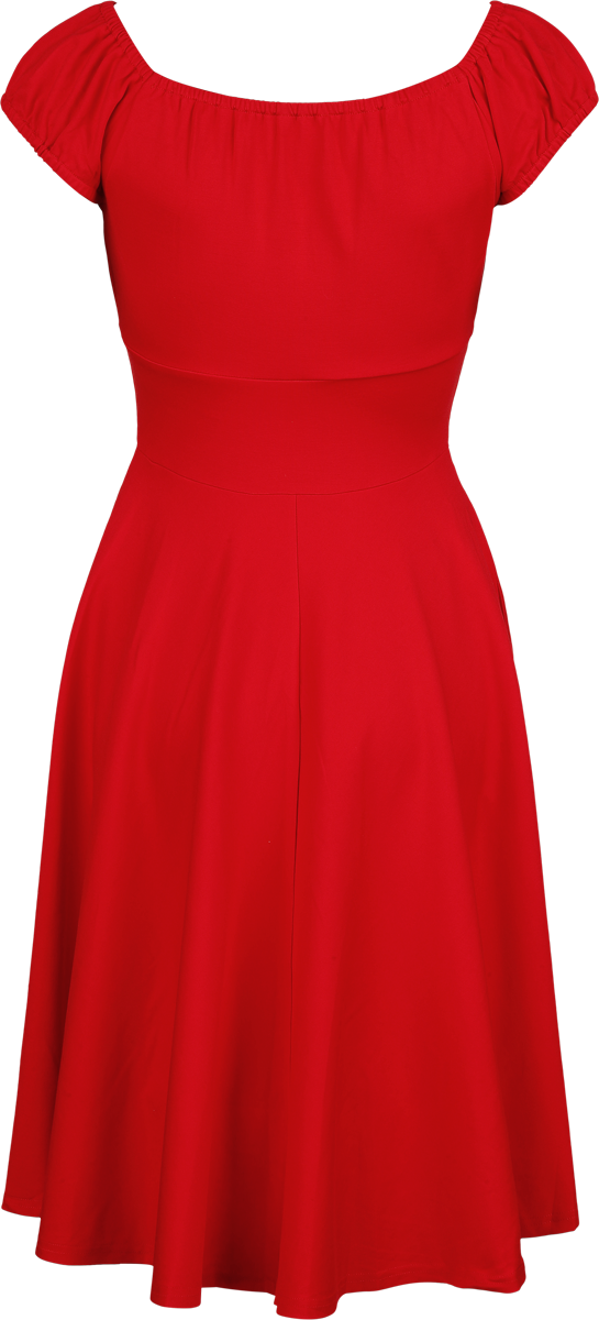 Voodoo Vixen Gathered Neckline Flare Dress Midi Dress red - Image 3