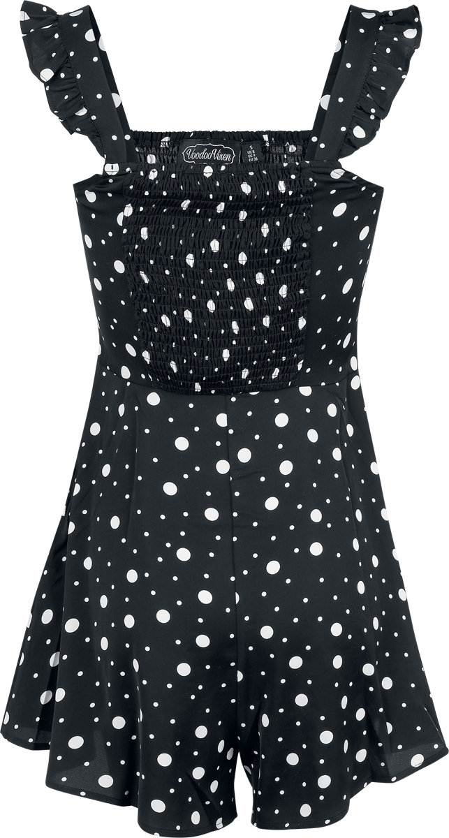 Voodoo Vixen Polka-Dot Flutter-Shorts Playsuit Jumpsuit black white - Image 3