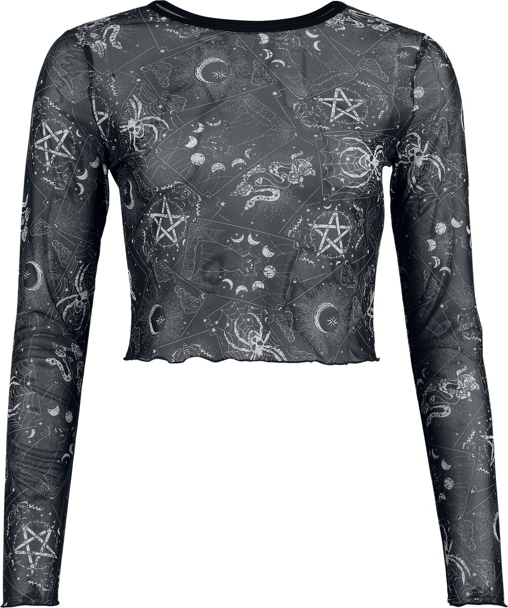 Jawbreaker Tarot Deck Long-sleeved Mesh Top Long-sleeve Shirt black white - Image 2