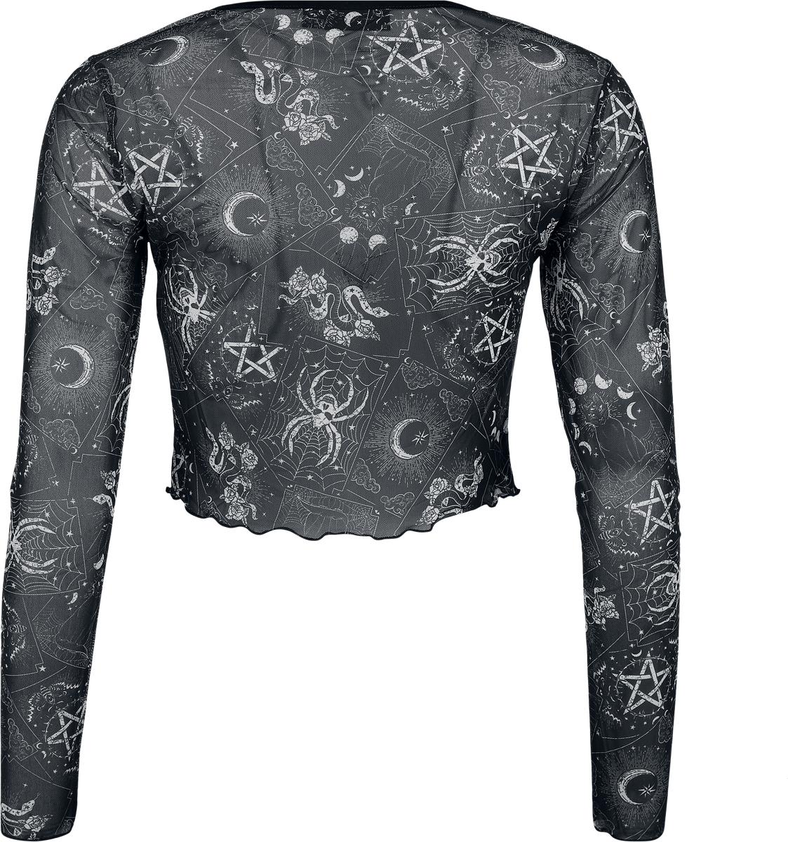 Jawbreaker Tarot Deck Long-sleeved Mesh Top Long-sleeve Shirt black white - Image 3