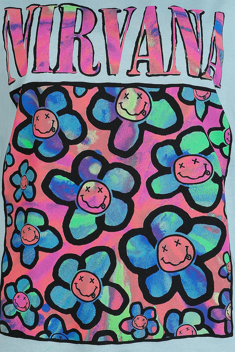 Nirvana Coloured Flowers T-Shirt blue - Image 3