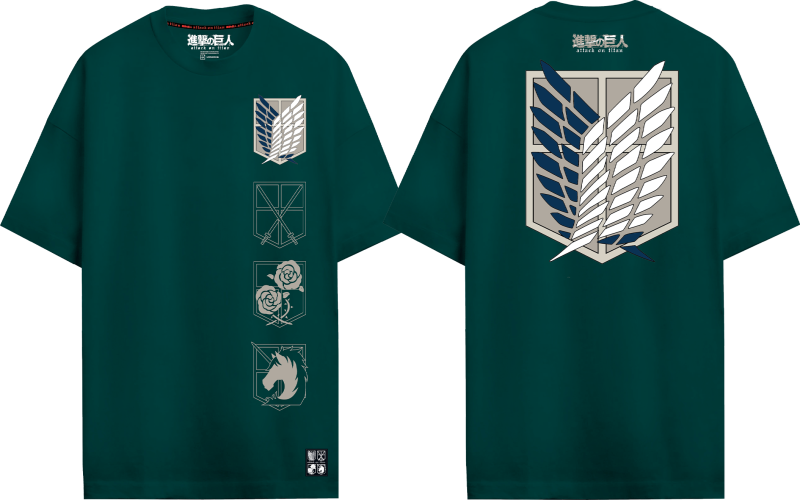 Attack On Titan Wings of Freedom - Oversized T-Shirt green - Image 3