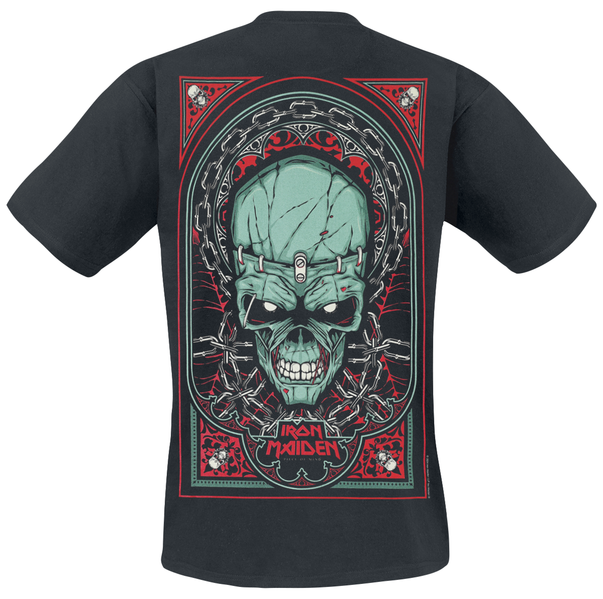 Iron Maiden Piece Of Mind - Comics Retail V2 T-Shirt black - Image 3