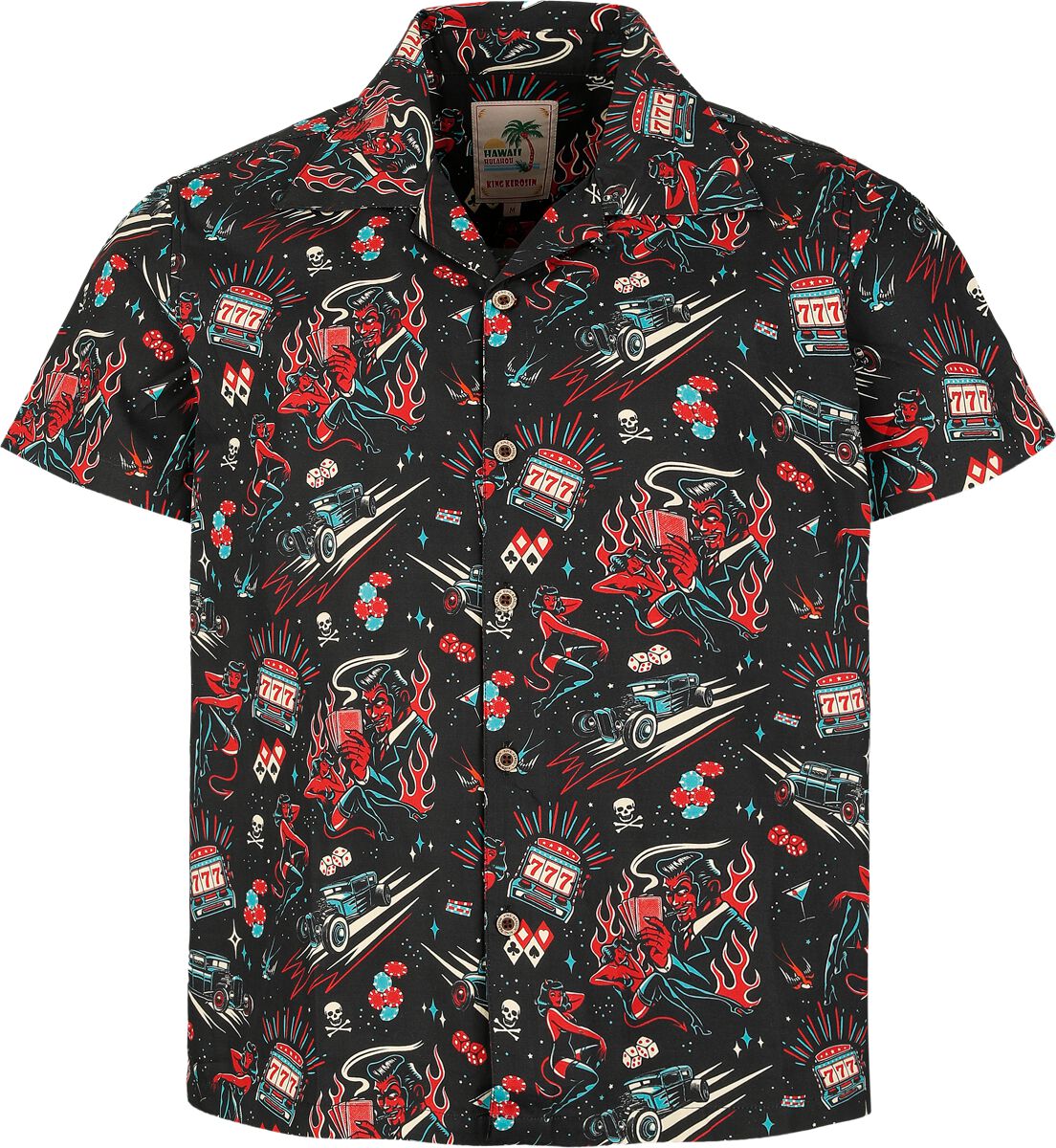 King Kerosin Rockabilly Devil Hawaii Shirt Short-sleeved Shirt black - Image 2