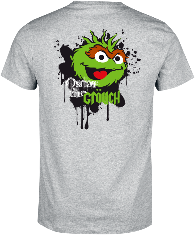 Sesame Street Oscar the Grouch - front print T-Shirt mottled grey - Image 3