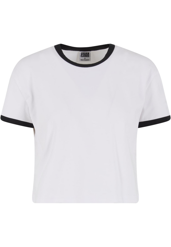 Urban Classics Ladies' Contrast Retro T-shirt T-Shirt black white - Image 3