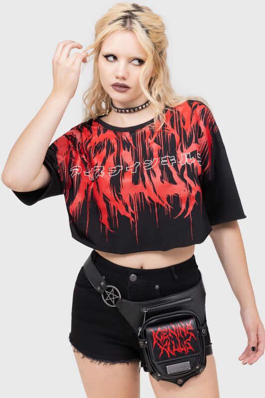 Ice Nine Kills by Killstar Ink Logo - Crop T-shirt T-Shirt black red - Image 2