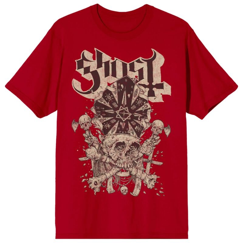 Ghost Skull n Blones Papa T-Shirt red - Image 2