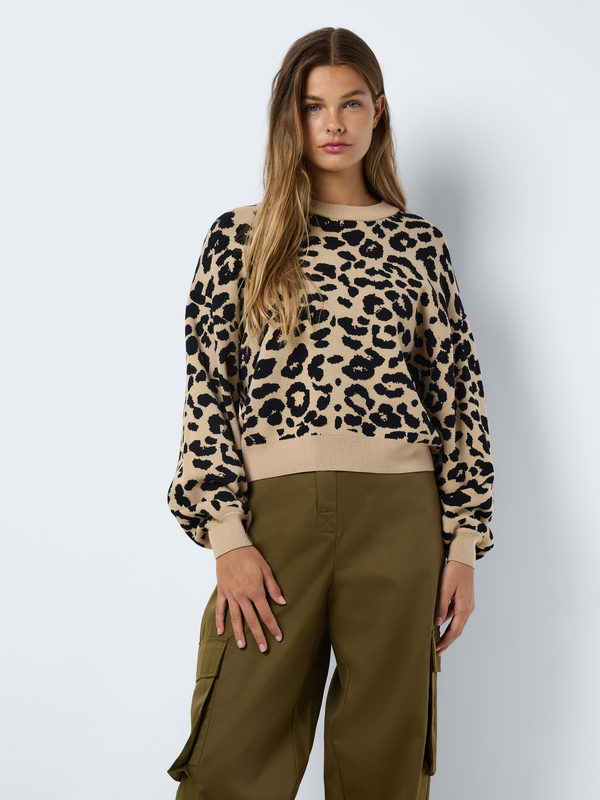 Noisy May NMCHARLOTT L/S O-NECK KNIT FWD NOOS Knit jumper leopard - Image 3