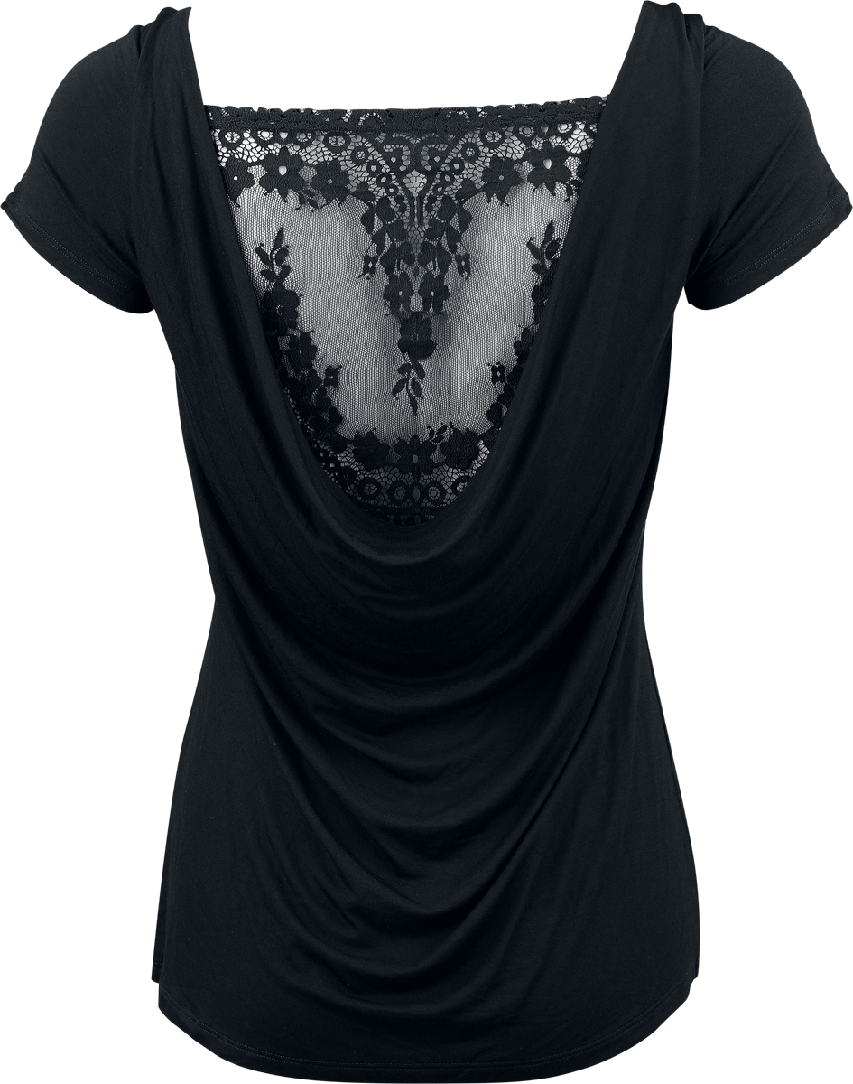 Black Premium by EMP Essential T-shirt with lace details T-Shirt black - Image 3