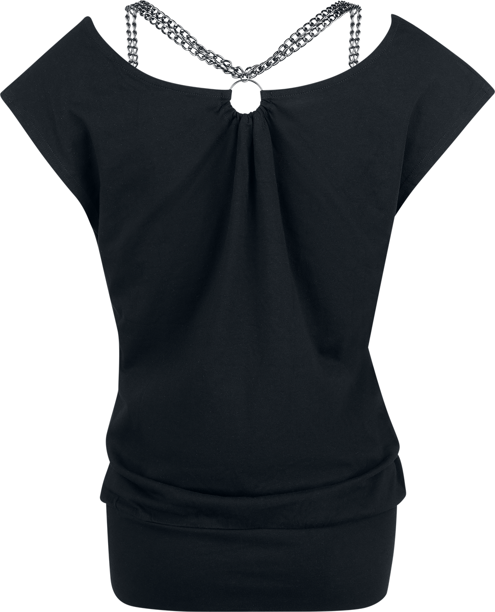 Rock Rebel by EMP T-shirt with wide neckline and chain details T-Shirt black - Image 3