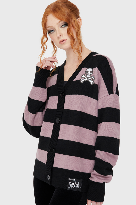 Killstar Corpse Bride II - Crossbone Knitted Cardigan Cardigan black lilac - Image 3