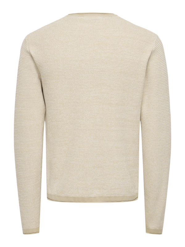 ONLY and SONS ONSERIC REG 12 STRUC CREW KNIT NOOS Knit jumper beige - Image 3
