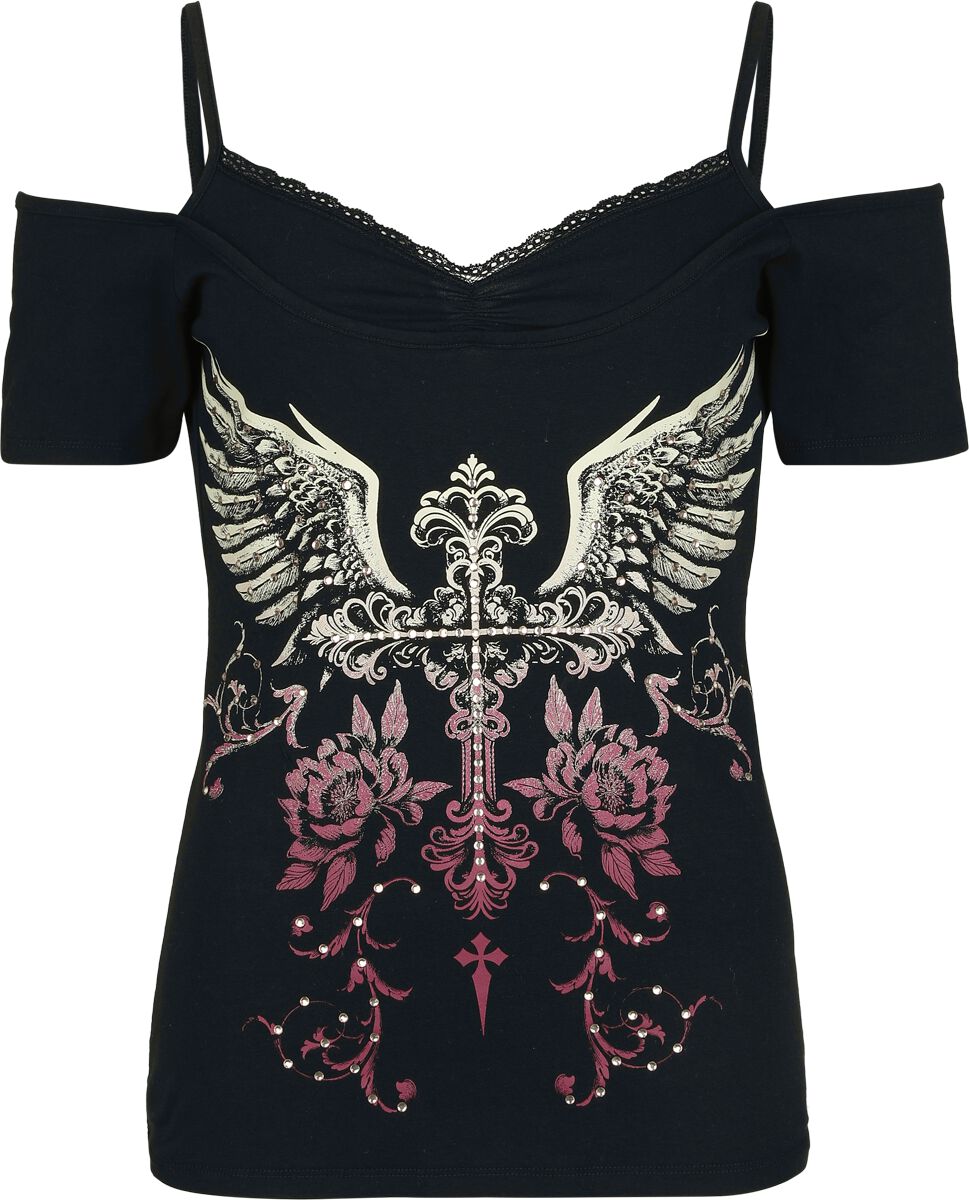 Rock Rebel by EMP Mystical Flowers T-Shirt black - Image 2