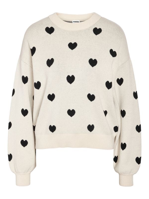 Noisy May NMCHARLOTT L/S O-NECK KNIT FWD NOOS Knit jumper creme - Image 2