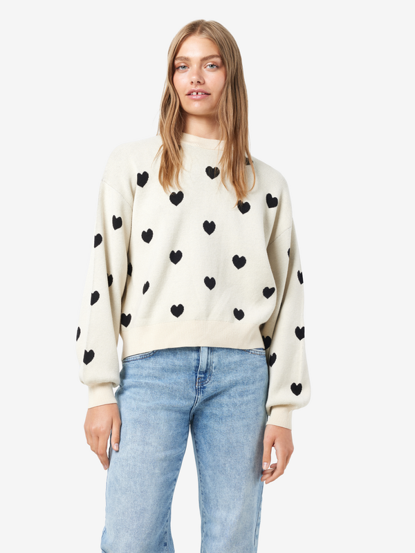 Noisy May NMCHARLOTT L/S O-NECK KNIT FWD NOOS Knit jumper creme - Image 3