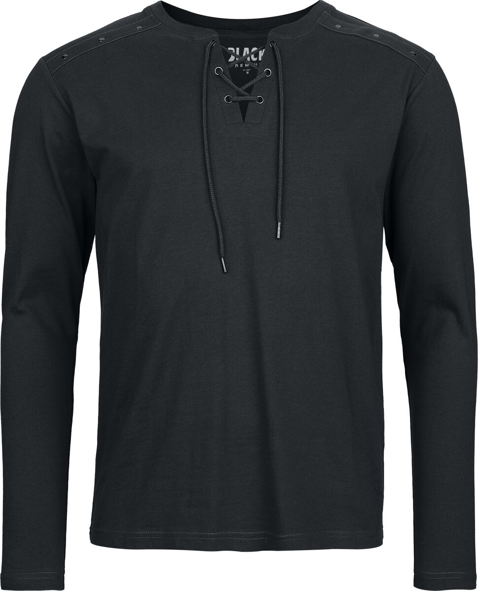Black Premium by EMP Essential Long-Sleeved Top with Lacing Long-sleeve Shirt black - Image 2
