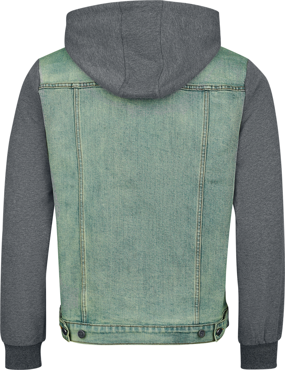 RED by EMP Denim Jacket with Sweat Sleeves and Hood Jeans Jacket blue grey - Image 3