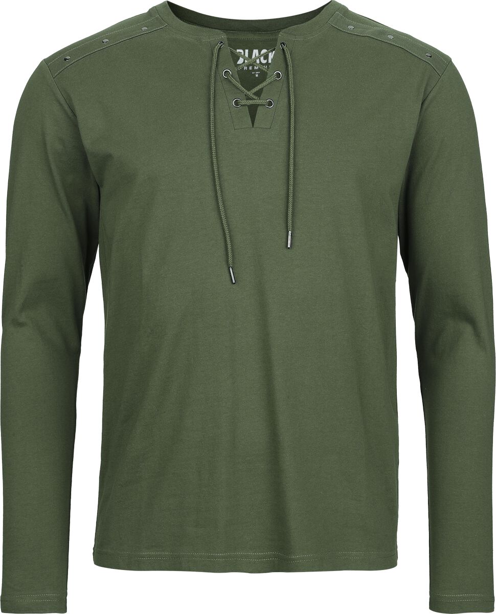Black Premium by EMP Essential Long-Sleeved Top with Lacing Long-sleeve Shirt olive - Image 2